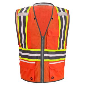 4 Pockets Segmented Multicolor Reflective Tape Reflective Safety Vest | FSU19