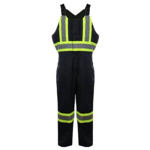 High Visibility Fluorescent Yellow and Black Safety Bib Pants | FSOD02