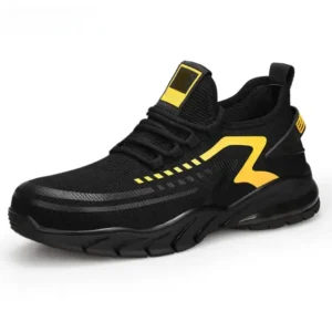 Yellow breathable anti-slip wear resistant rubber soled steel toe safety boots | YG1101YW